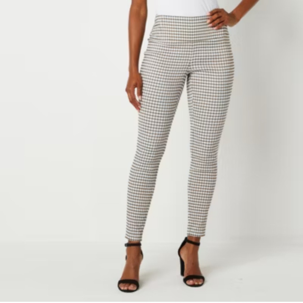 Worthington Black and White Patterned Skinny Pants